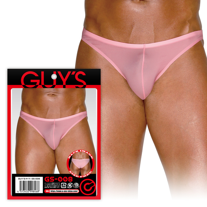 日本 A-ONE GUYS GS-008 男性性感極限低腰接縫三角褲粉色