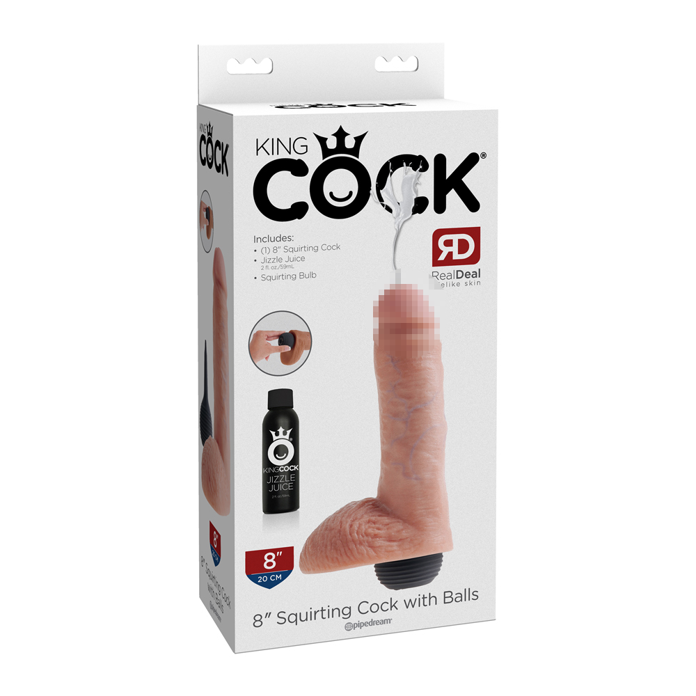 adultloving｜King Cock 8 Inches Squirting Cock with Balls - Light