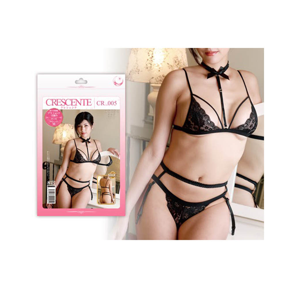 adult loving｜Crescente Sexy Black Strappy Cage Me Set