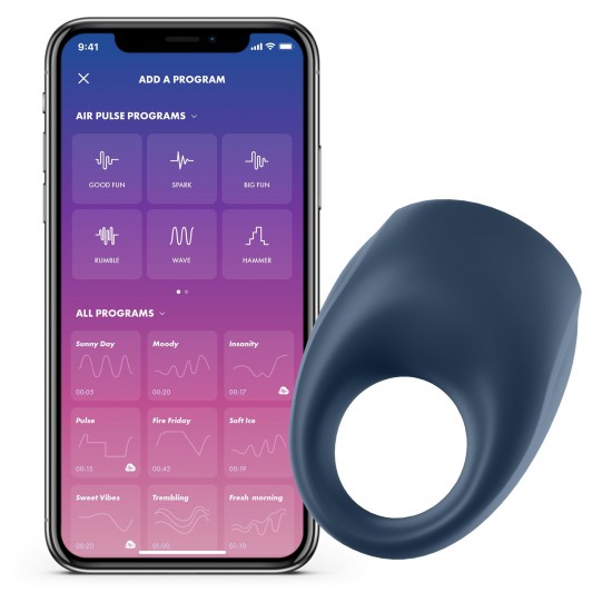 Satisfyer Strong One Vibrating Cock Ring Blue