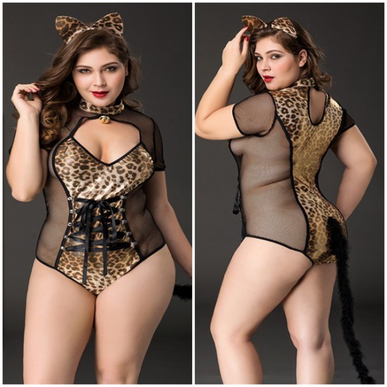 Plus Size Cheetah Chase Me Teddy