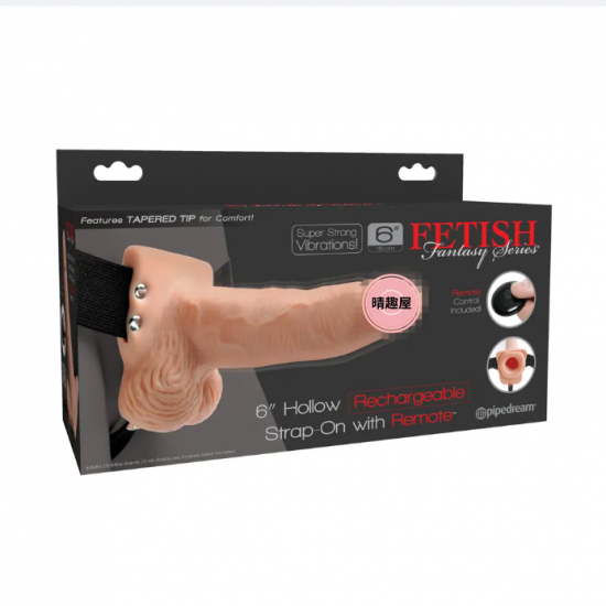 Fetish Fantasy 6 Inch Hollow Rechargeable Strap-On Remote