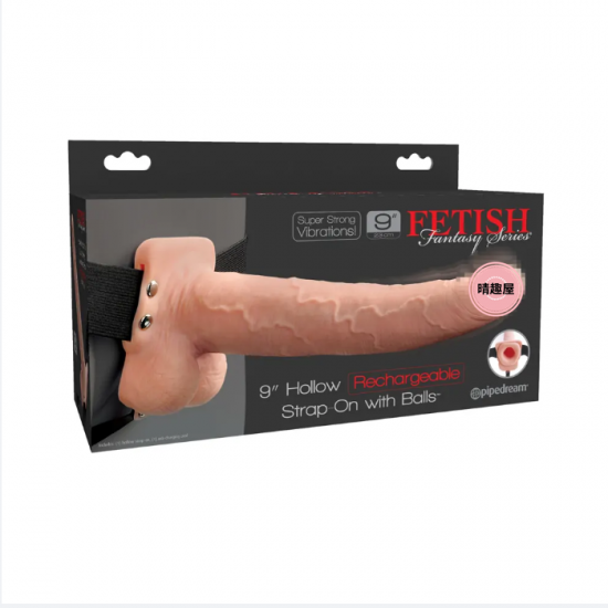 Fetish Fantasy 9 Inch Hollow Rechargeable Strap-on with Balls