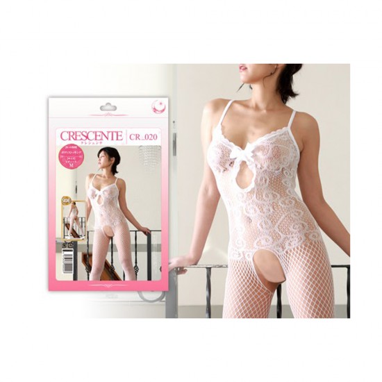 Crescente White Pure Open Crotch Bodystocking