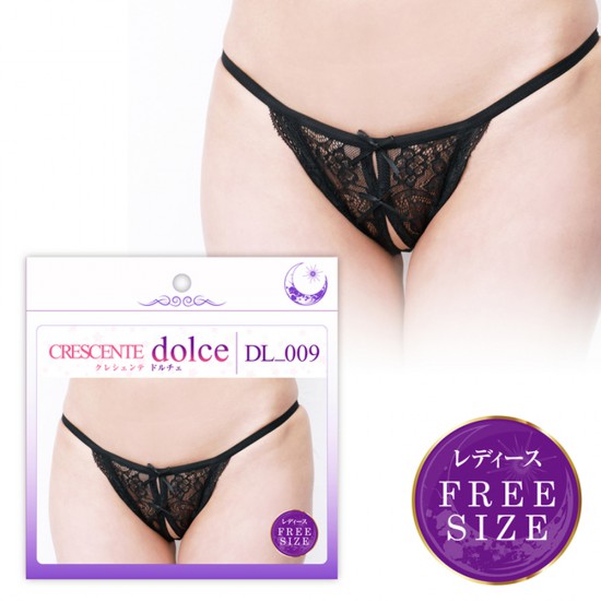 Crescente Dolce 009 Sexy Lace Black Thong Open Back