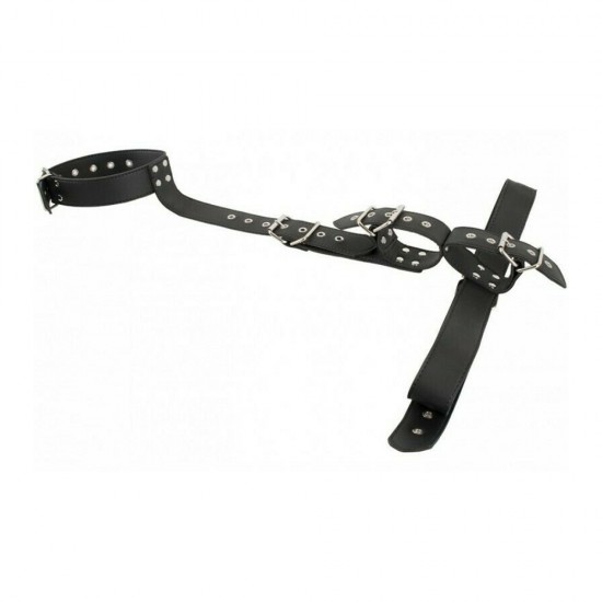 Vegan Fetish SM Neck Restraint with Handcuffs Vegan Fetish SM Neck Restraint with Handcuffs