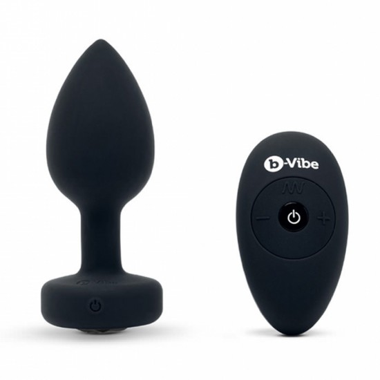 b-vibe Vibrating Jewel Plug M-L Size Black
