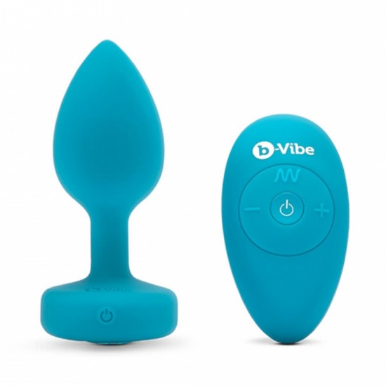 b-vibe Vibrating Jewel Plug S-M Size Light Blue