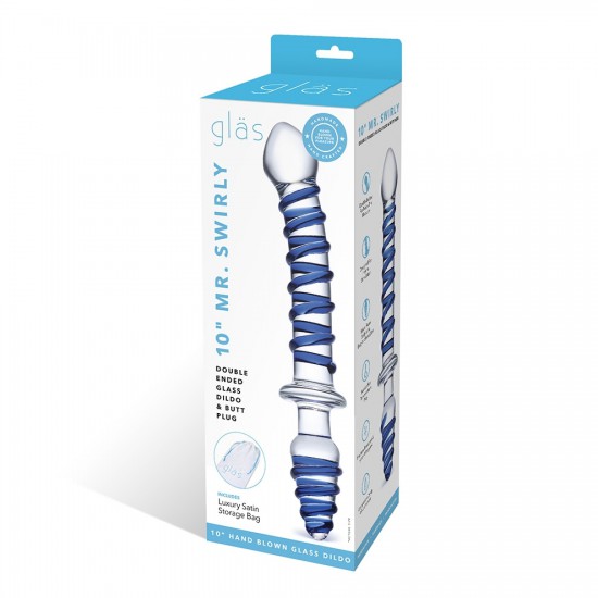 Glas 10吋 Mr. Swirly 雙頭玻璃仿真陽具-後庭塞 Glas 10吋 Mr. Swirly 雙頭玻璃仿真陽具-後庭塞