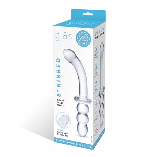 Glas 8 Inch Ribbed G-Spot Glass Dildo