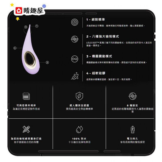 Lelo Dot 陰蒂尖頭震動按摩器 粉色