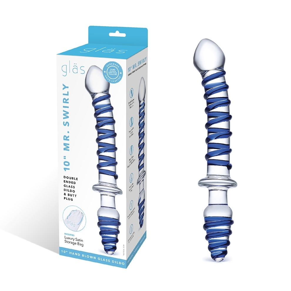adult loving｜Glas 10 Inch Mr. Swirly Double Ended Glass Dildo and Butt Plug