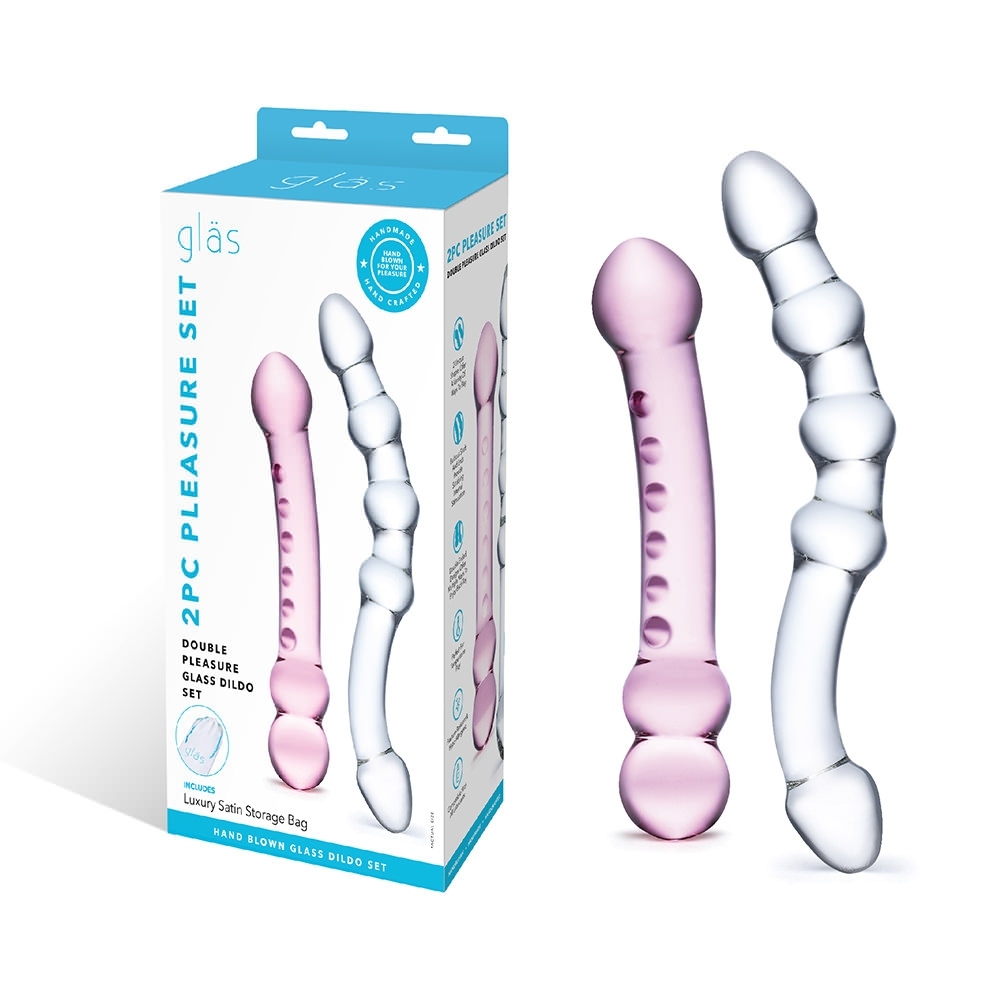 adult loving｜Glas 2pcs Double Pleasure Glass Dildo Set