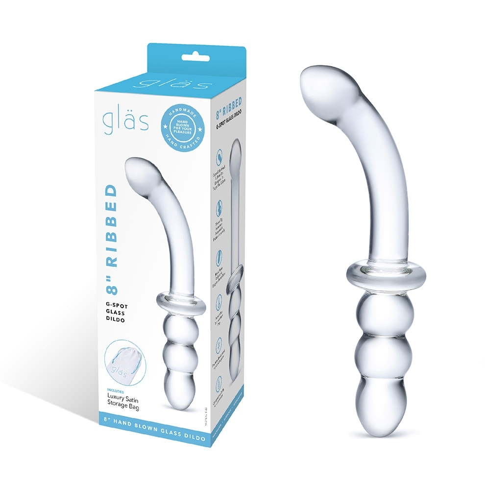 adult loving｜Glas 8 Inch Ribbed G-Spot Glass Dildo